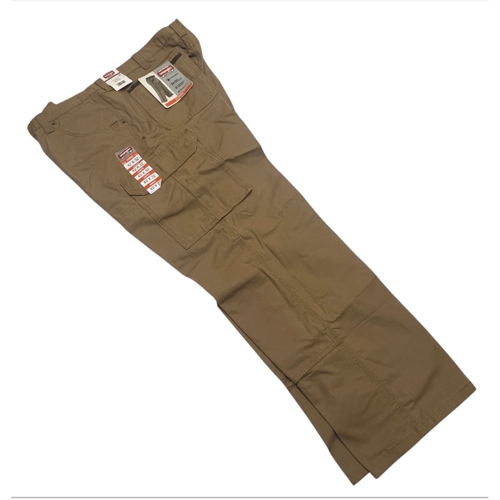 Wrangler Workwear Ranger Ripstop Men Pant 42x32 Relaxed Fit Cargo‎ Beige Pockets